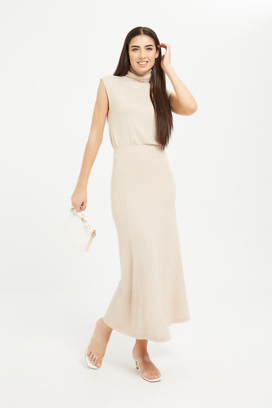 Women Beige Soft Touch Volume Maxi Skirt sold by Redtag product image thumbnail 2