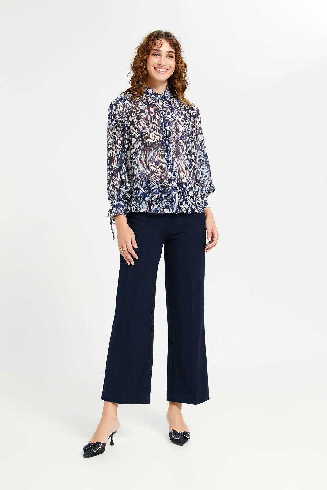 Women Navy Gold Pendant Belted Trouser sold by Redtag product image thumbnail 2