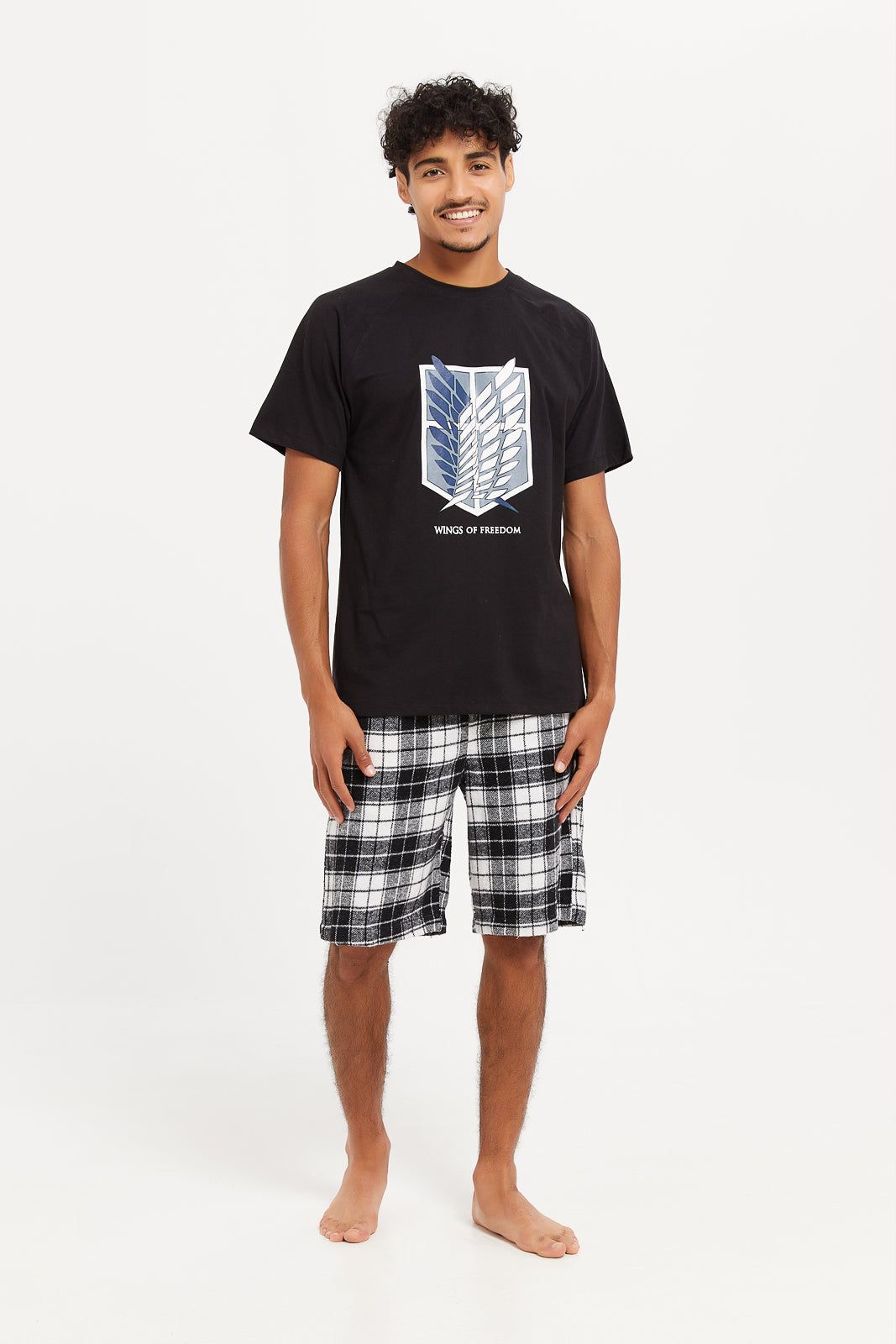 Men Black Checked Nightwear Set (2 Piece) sold by Redtag