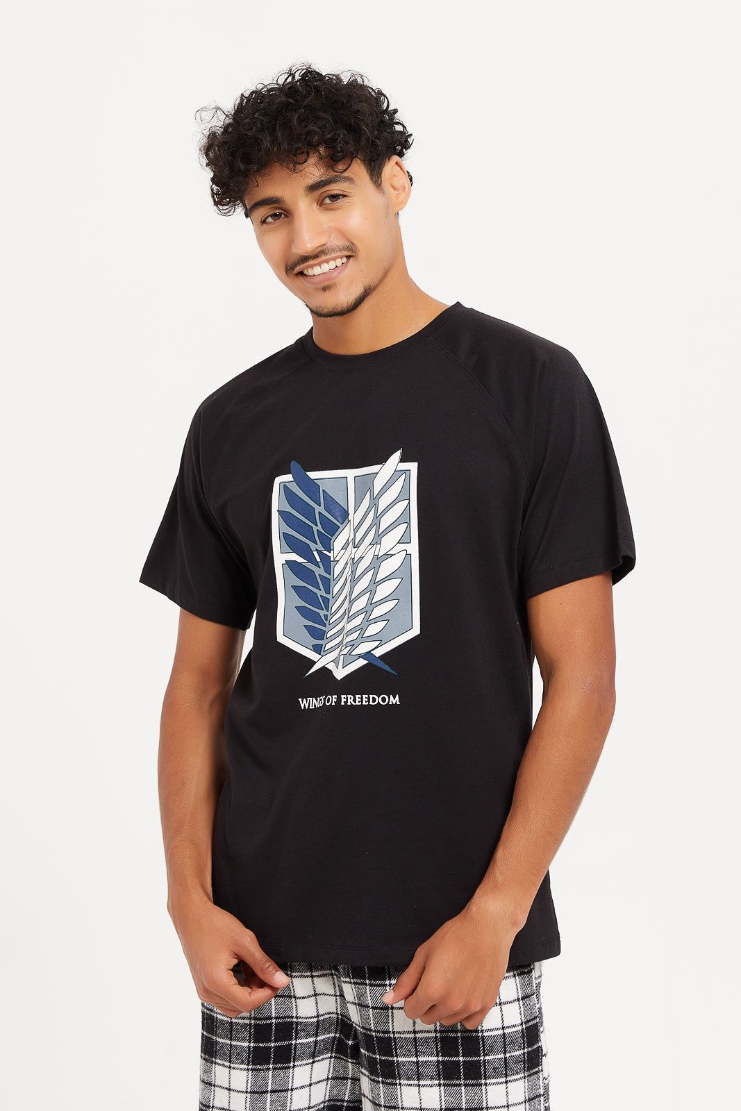 Men Black Checked Nightwear Set (2 Piece) sold by Redtag product image thumbnail 2