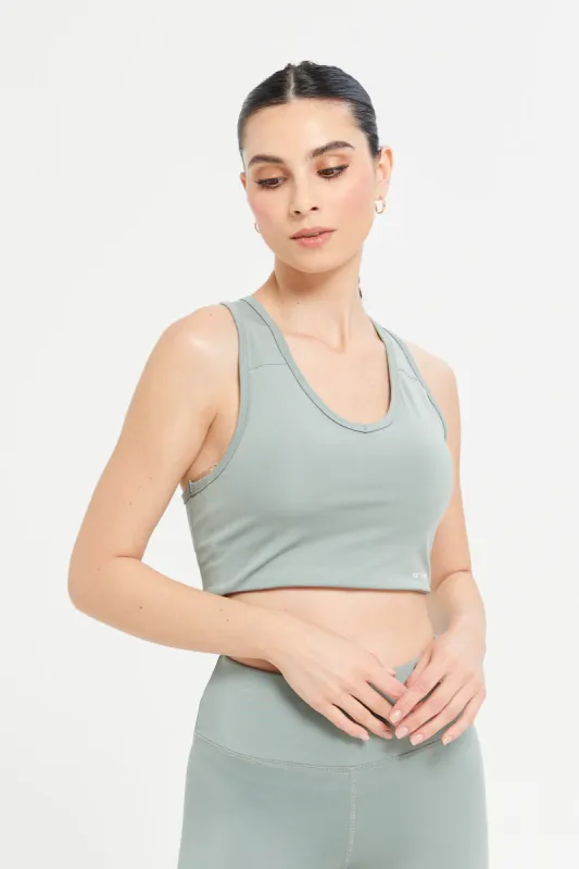 Women Mint Plain Padded Sports Bra sold by Redtag