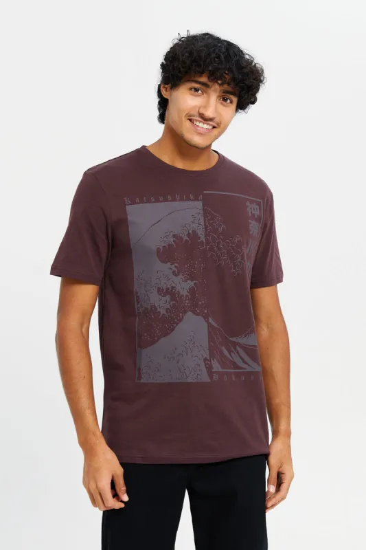 Men Brown Graphic T-Shirt sold by Redtag