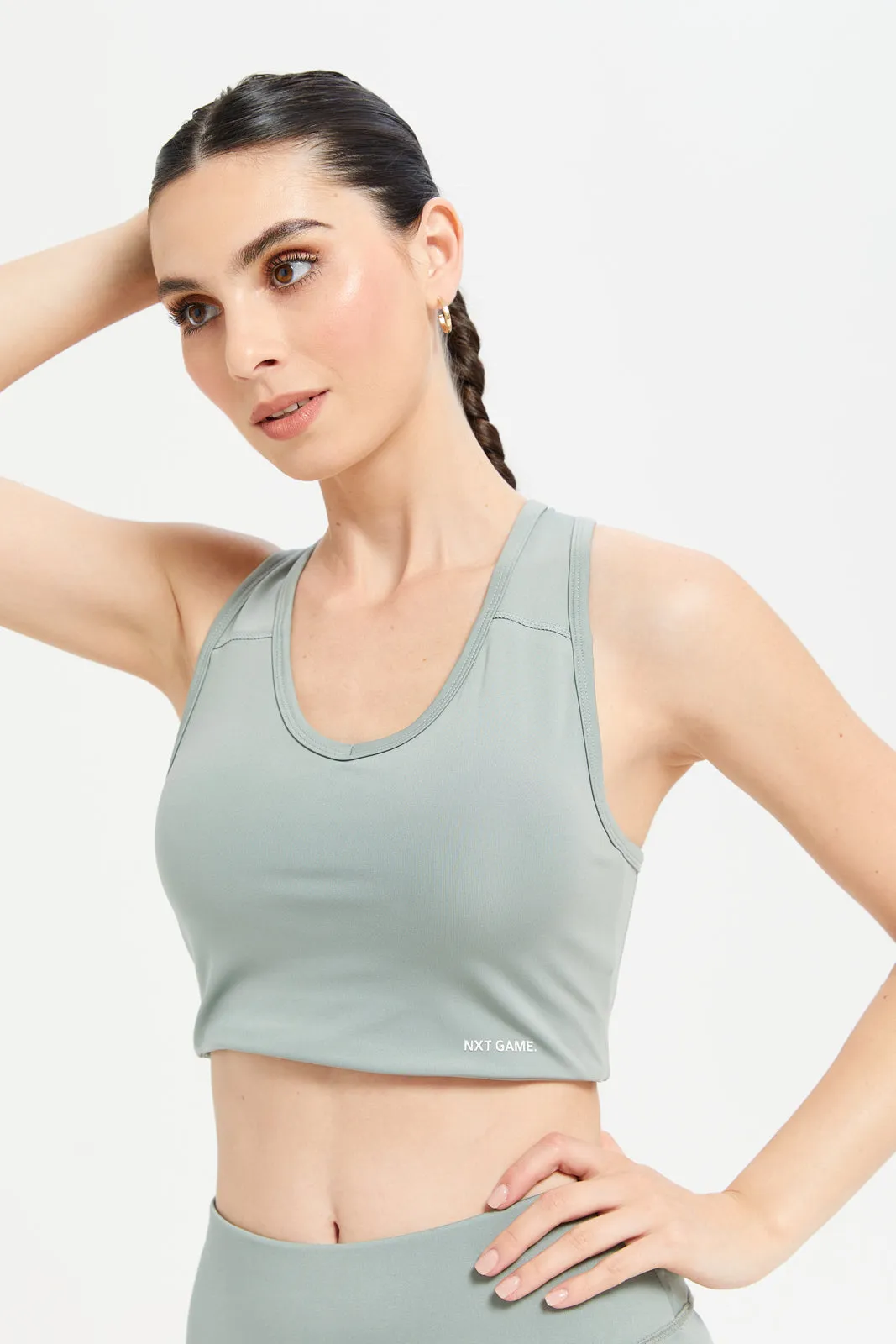 Women Mint Plain Padded Sports Bra sold by Redtag product image thumbnail 4