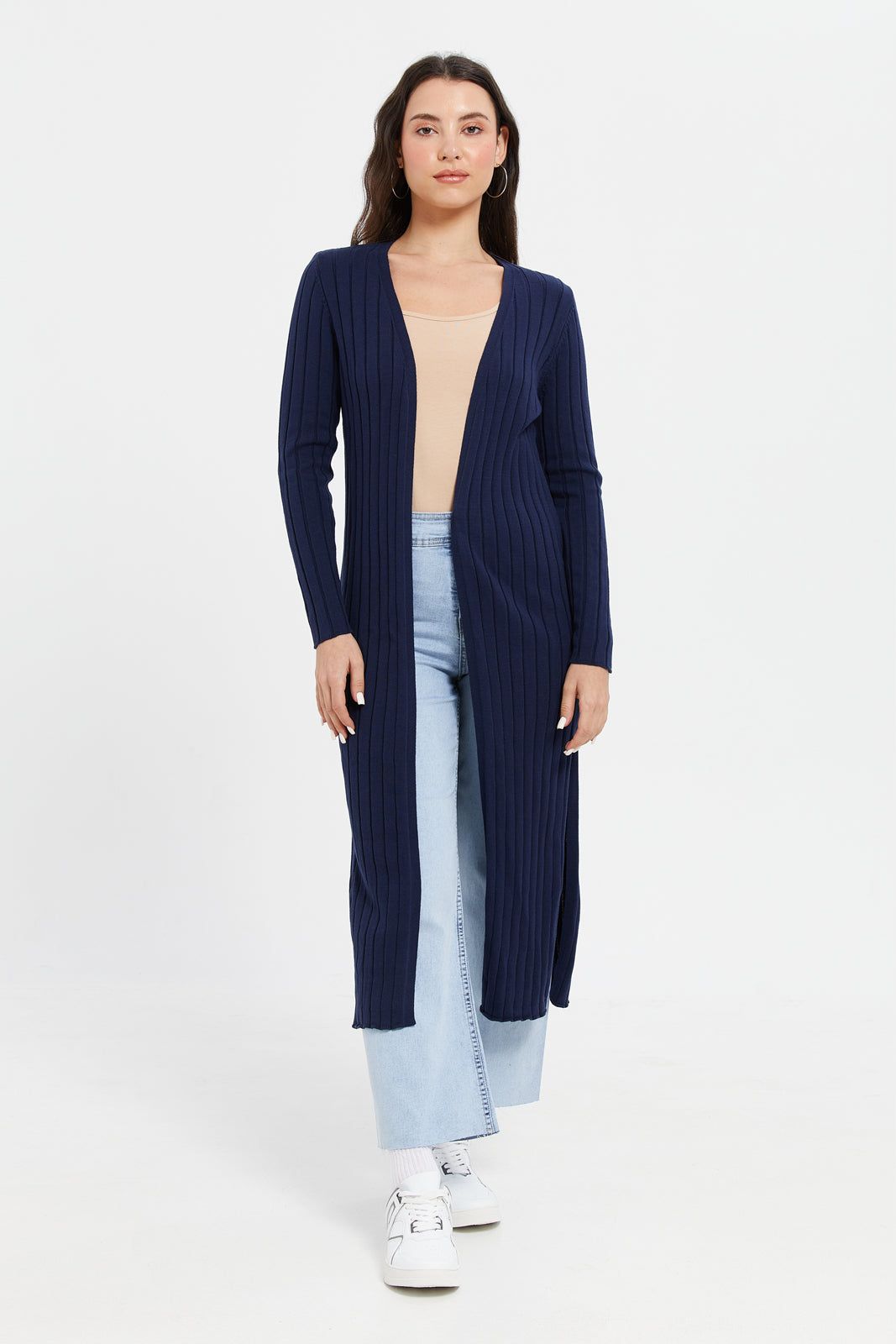 Women Blue Long Sleeve Open Knit Cardigan sold by Redtag