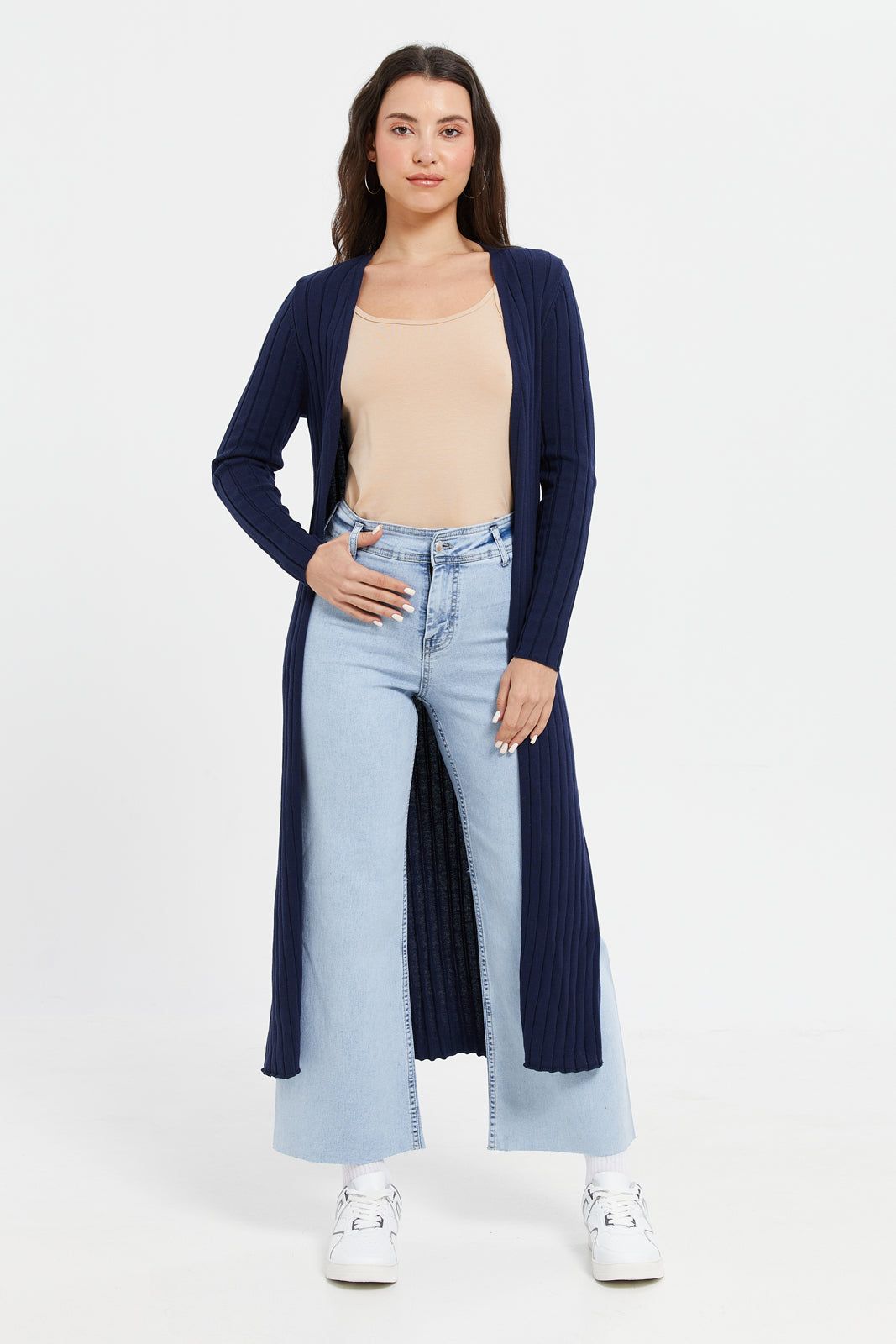 Women Blue Long Sleeve Open Knit Cardigan sold by Redtag product image thumbnail 4
