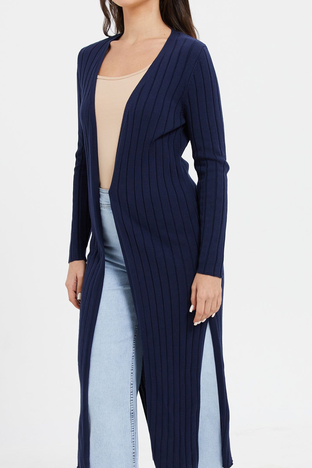 Women Blue Long Sleeve Open Knit Cardigan sold by Redtag product image thumbnail 3