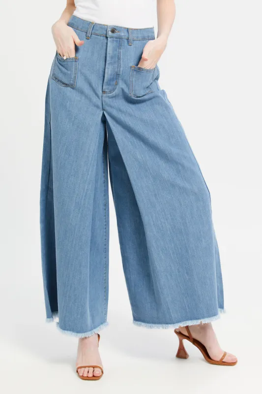Women Blue High Waist Wide Leg Jeans sold by Redtag