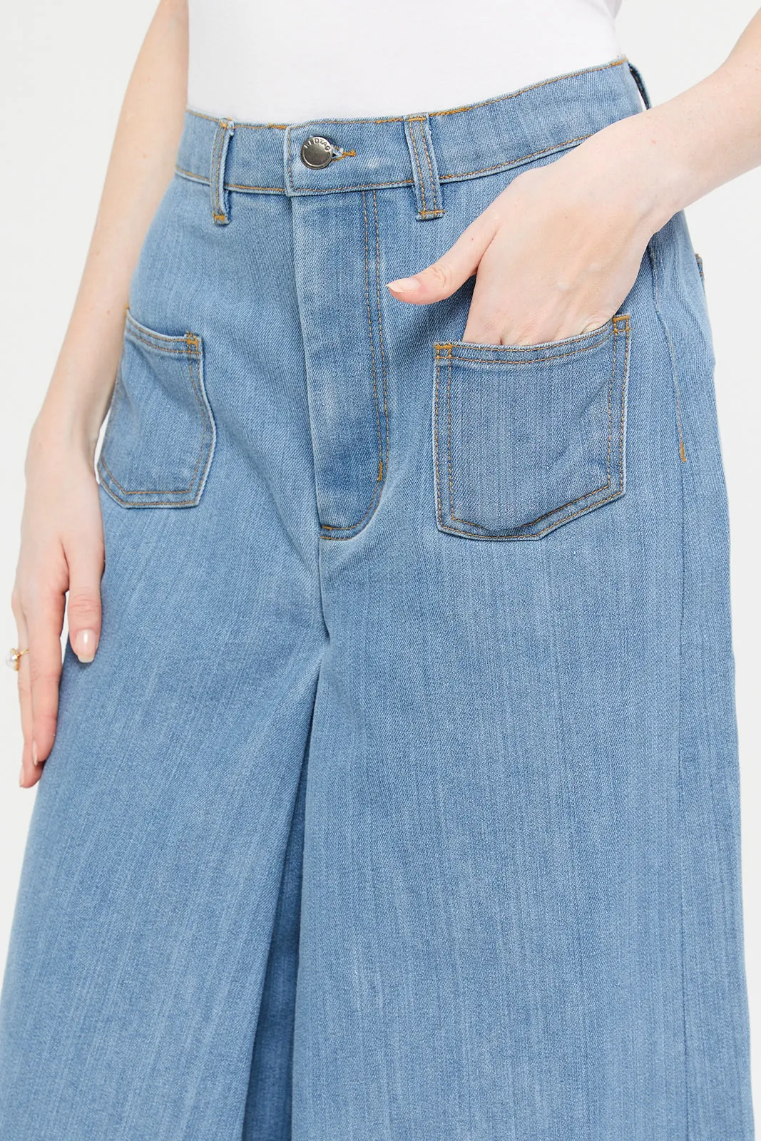 Women Blue High Waist Wide Leg Jeans sold by Redtag product image thumbnail 4