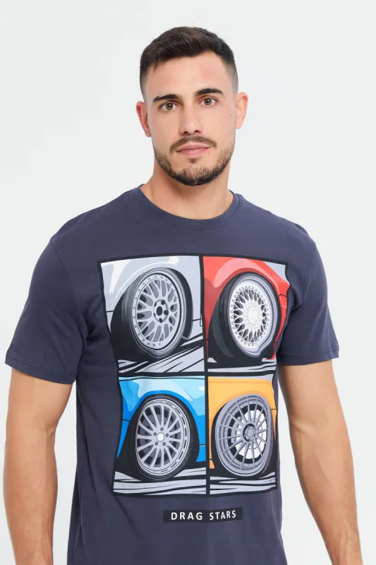 Men Charcoal Graphic T-Shirt sold by Redtag