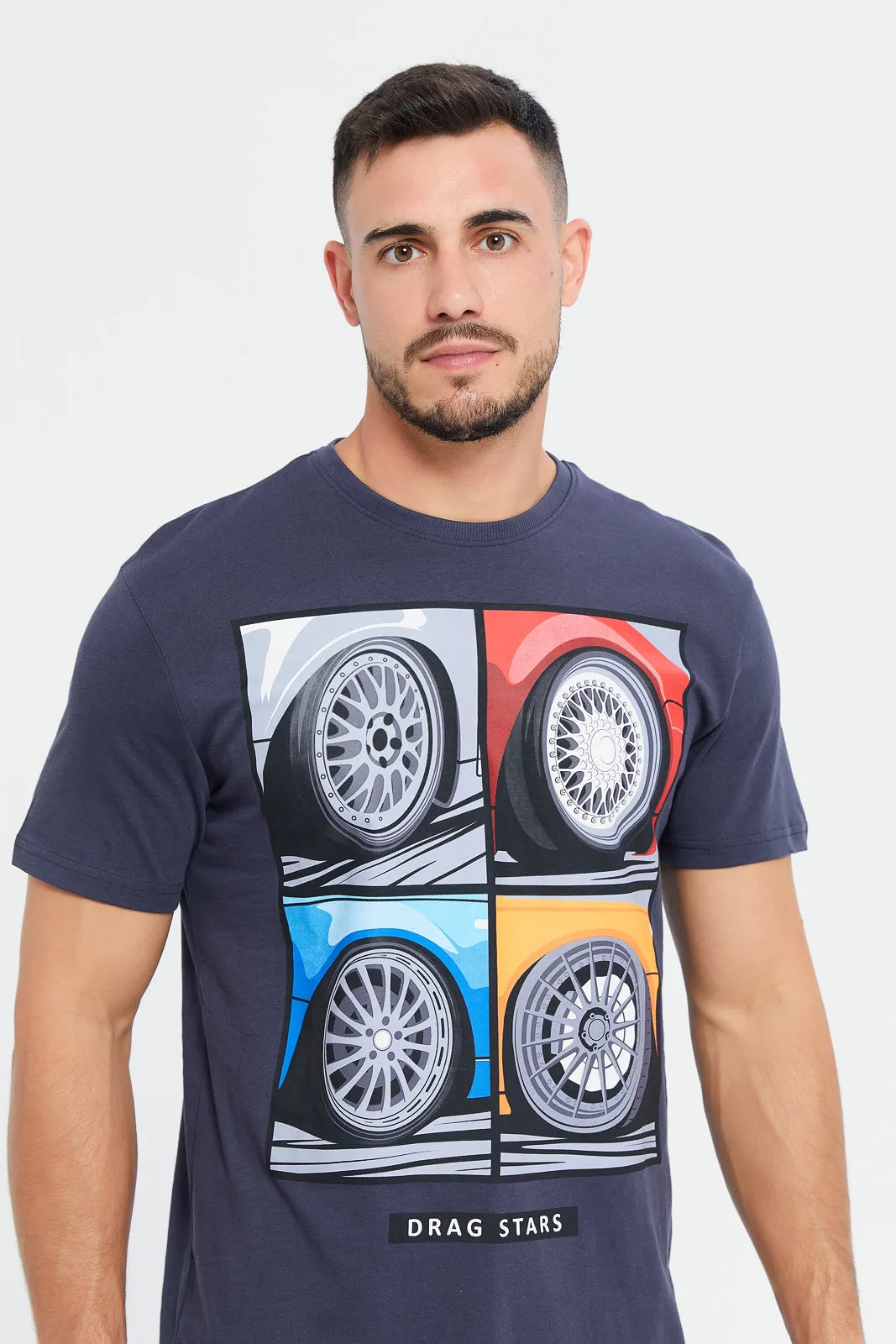 Men Charcoal Graphic T-Shirt sold by Redtag