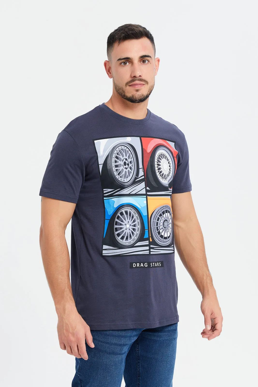 Men Charcoal Graphic T-Shirt sold by Redtag product image thumbnail 2