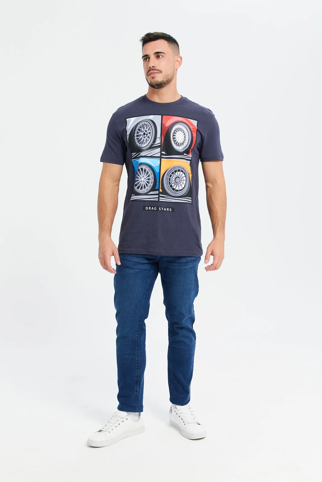 Men Charcoal Graphic T-Shirt sold by Redtag product image thumbnail 3