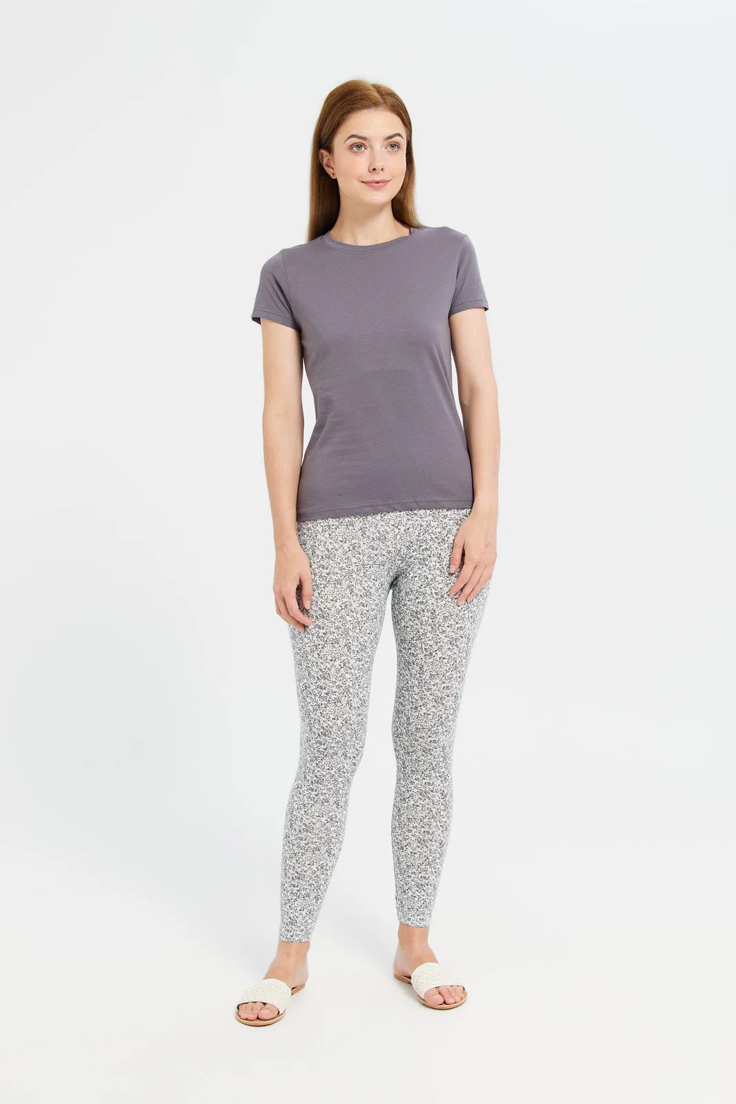 Women Grey Plain Short Sleeve T-Shirt sold by Redtag product image thumbnail 2