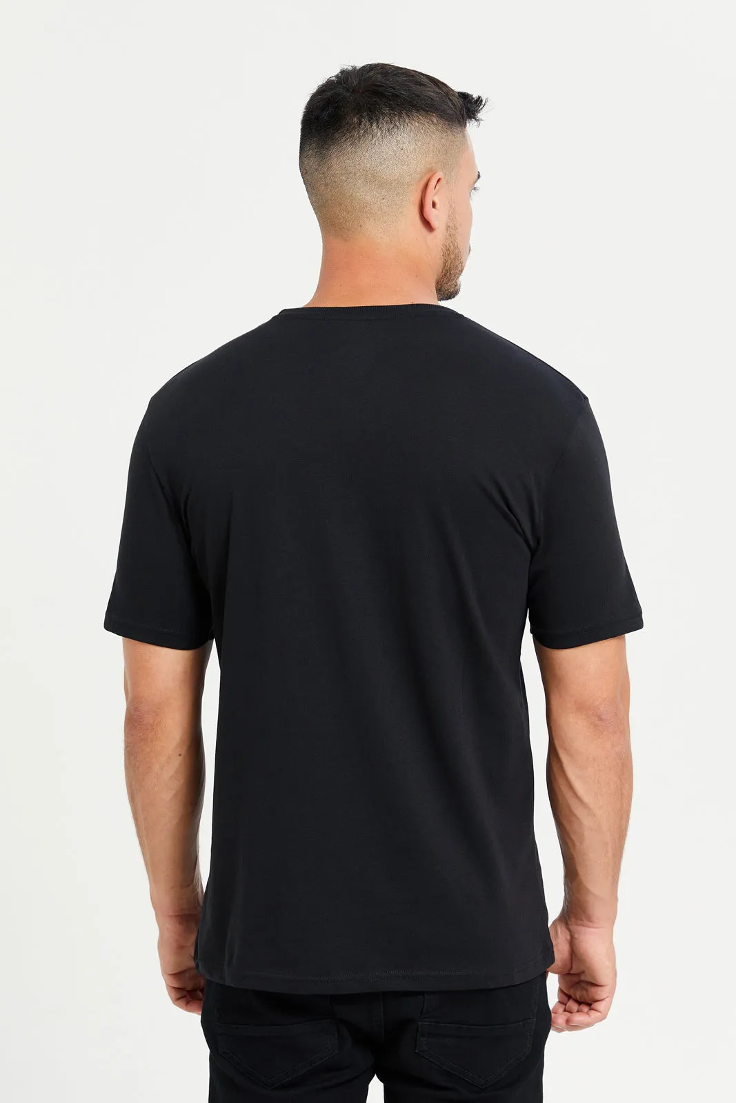 Men Black Graphic T-Shirt sold by Redtag product image thumbnail 3