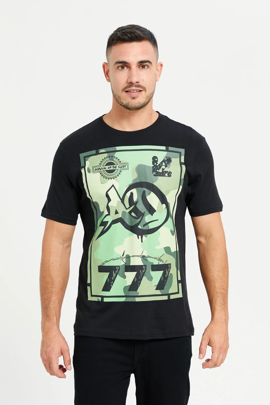 Men Black Graphic T-Shirt sold by Redtag