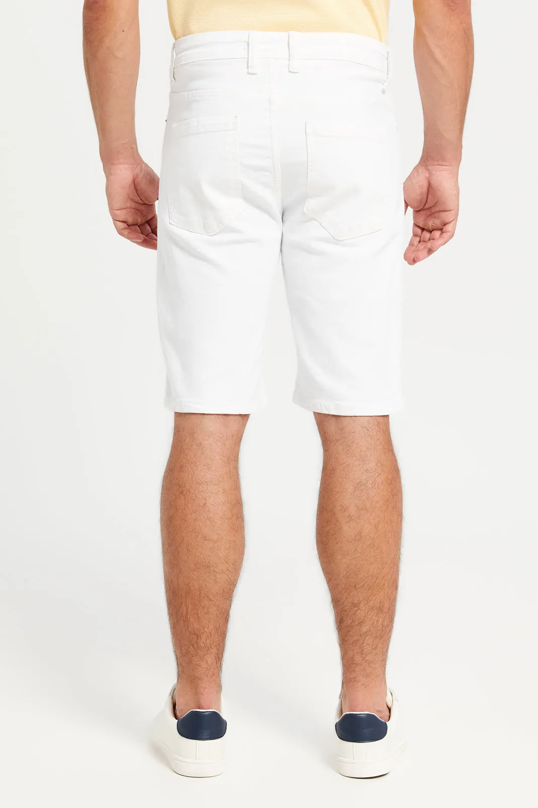 Men White Basic 5-Pocket Denim Shorts sold by Redtag product image thumbnail 3