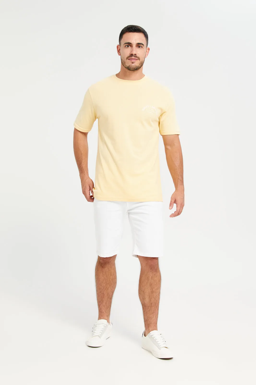 Men White Basic 5-Pocket Denim Shorts sold by Redtag product image thumbnail 2
