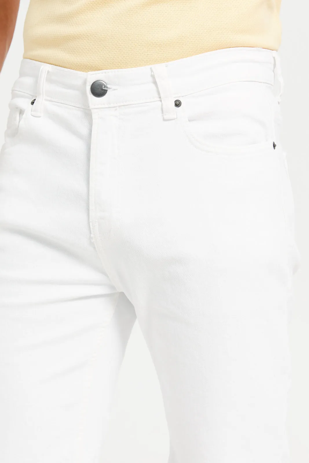 Men White Basic 5-Pocket Denim Shorts sold by Redtag product image thumbnail 4