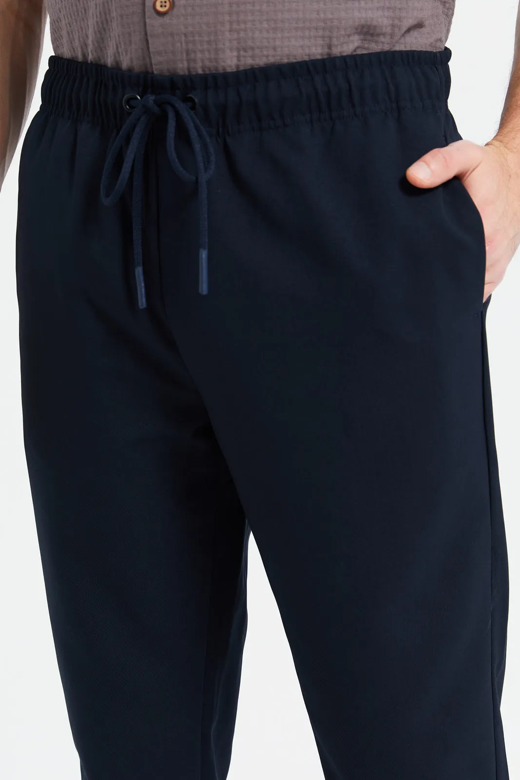 Men Navy Jogger Fit Trousers sold by Redtag product image thumbnail 4