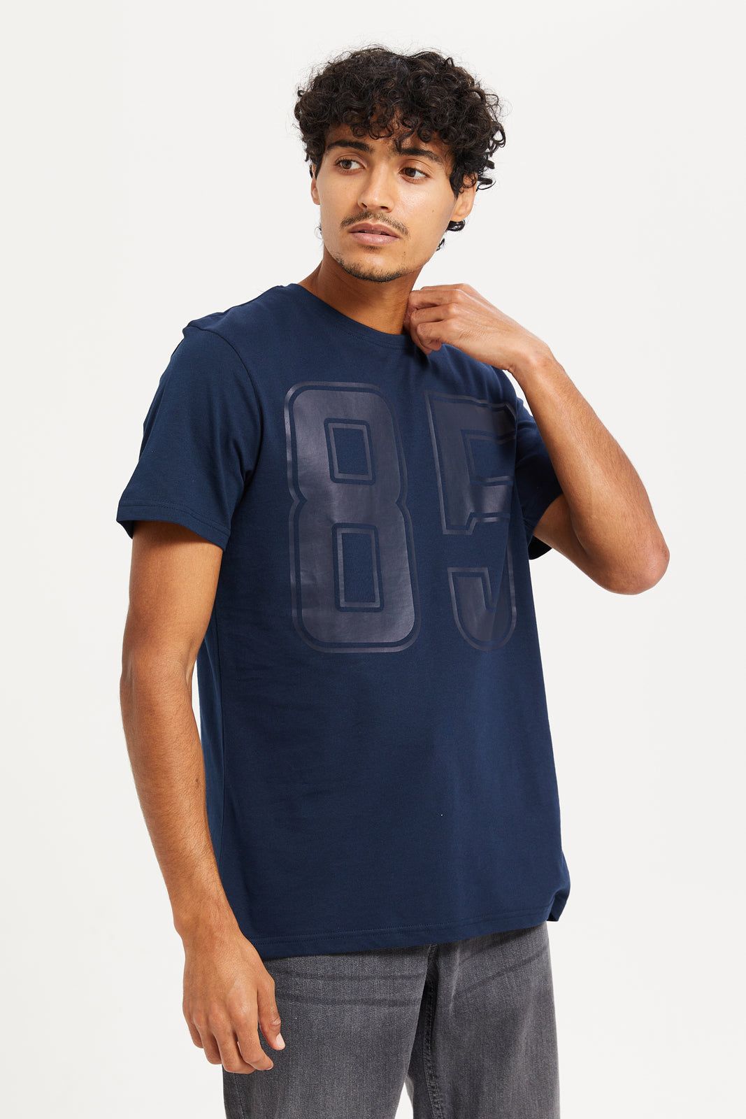 Men Navy Printed T-Shirt sold by Redtag