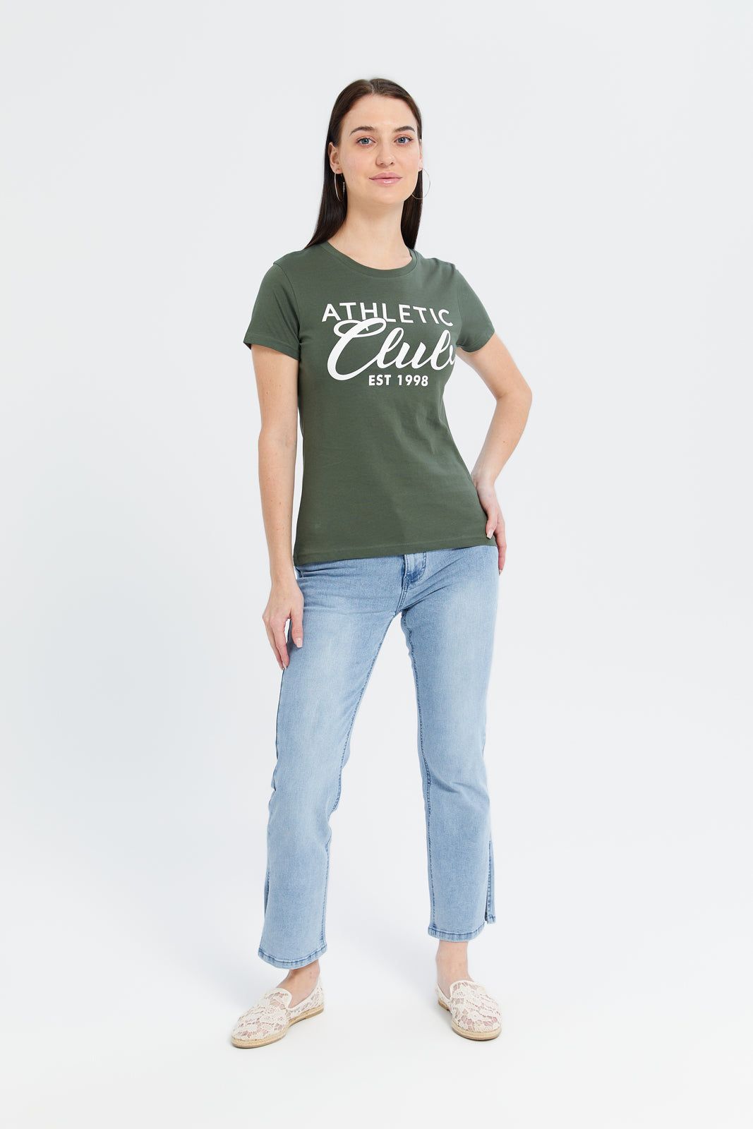 Women Olive Athletic Printed T-Shirt sold by Redtag product image thumbnail 2