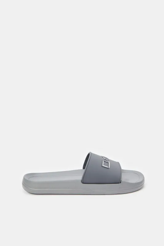 Men Grey Embossed Slide sold by Redtag