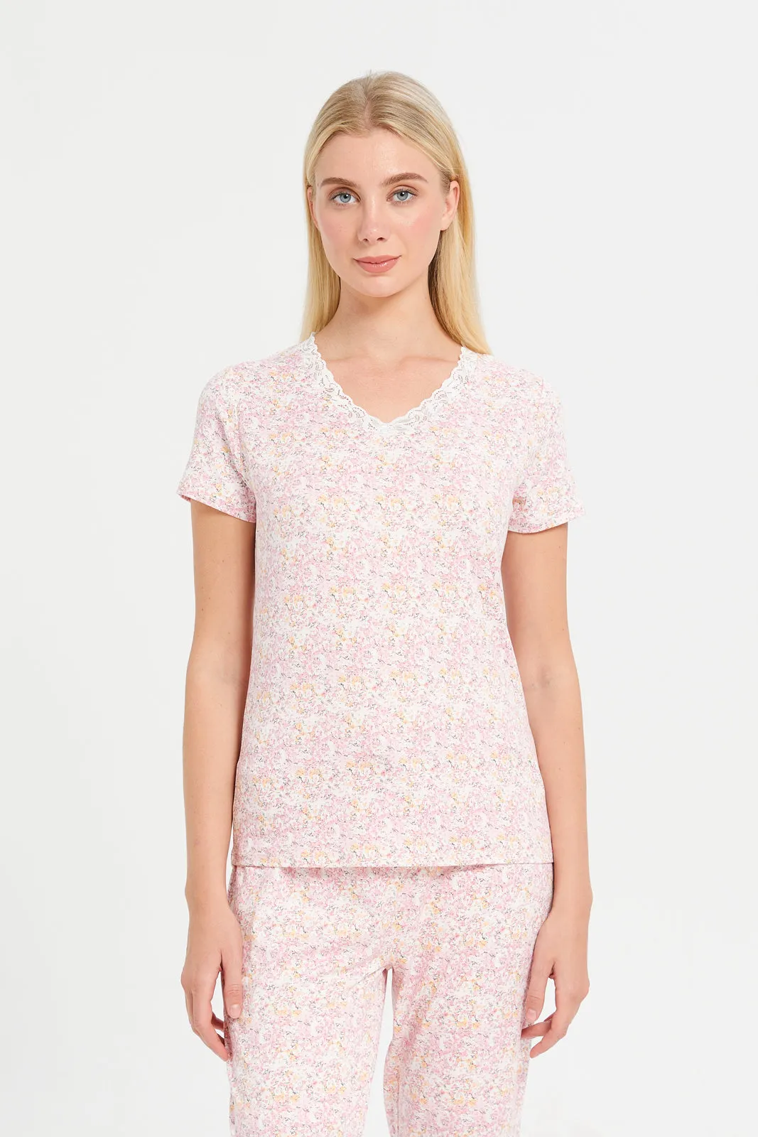 Women White And Pink Printed Pyjama Set (2 Piece) sold by Redtag product image thumbnail 2