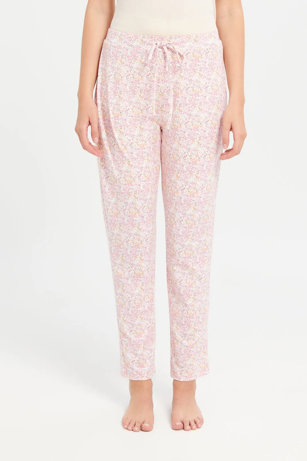 Women White And Pink Printed Pyjama Set (2 Piece) sold by Redtag product image thumbnail 3