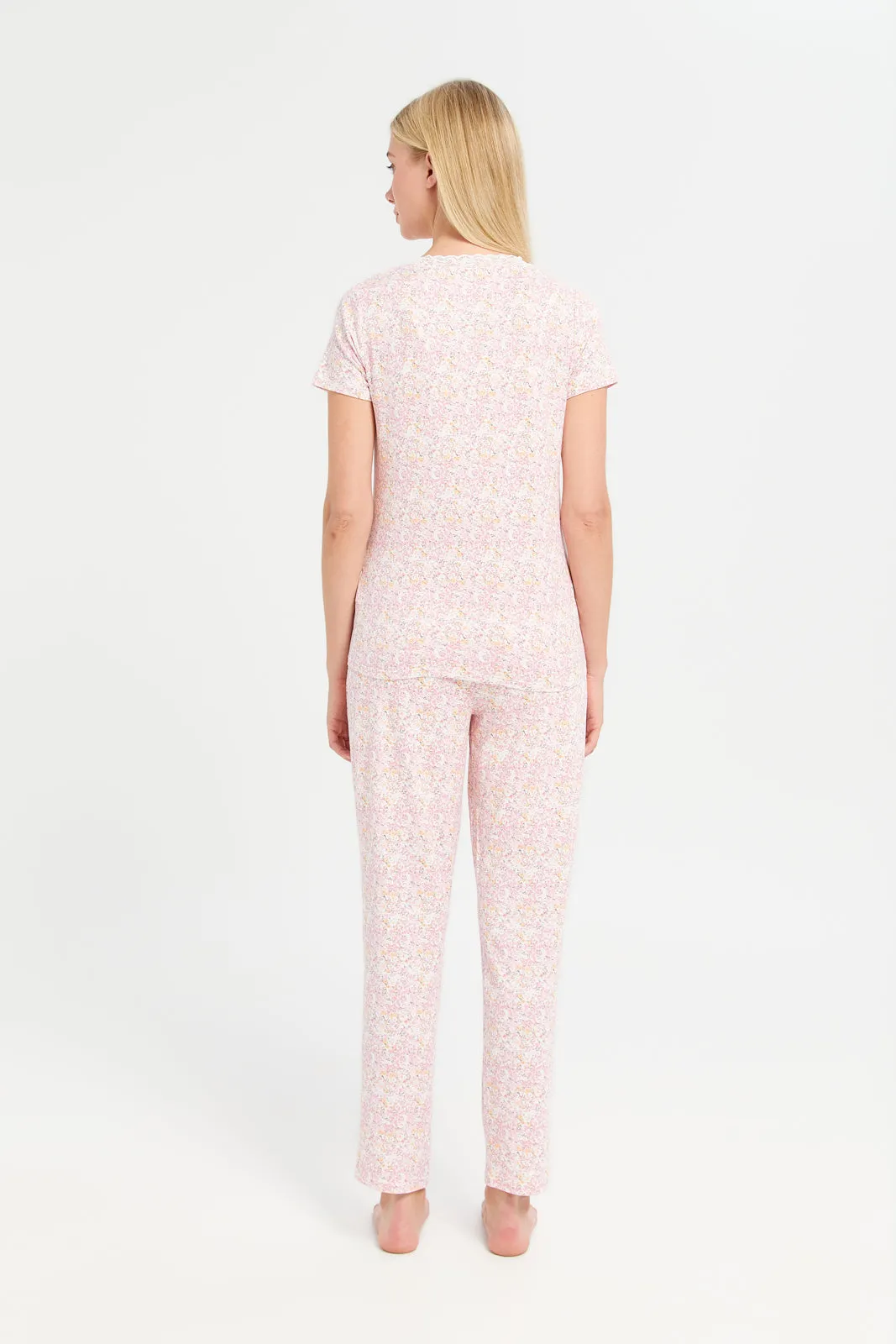 Women White And Pink Printed Pyjama Set (2 Piece) sold by Redtag product image thumbnail 4