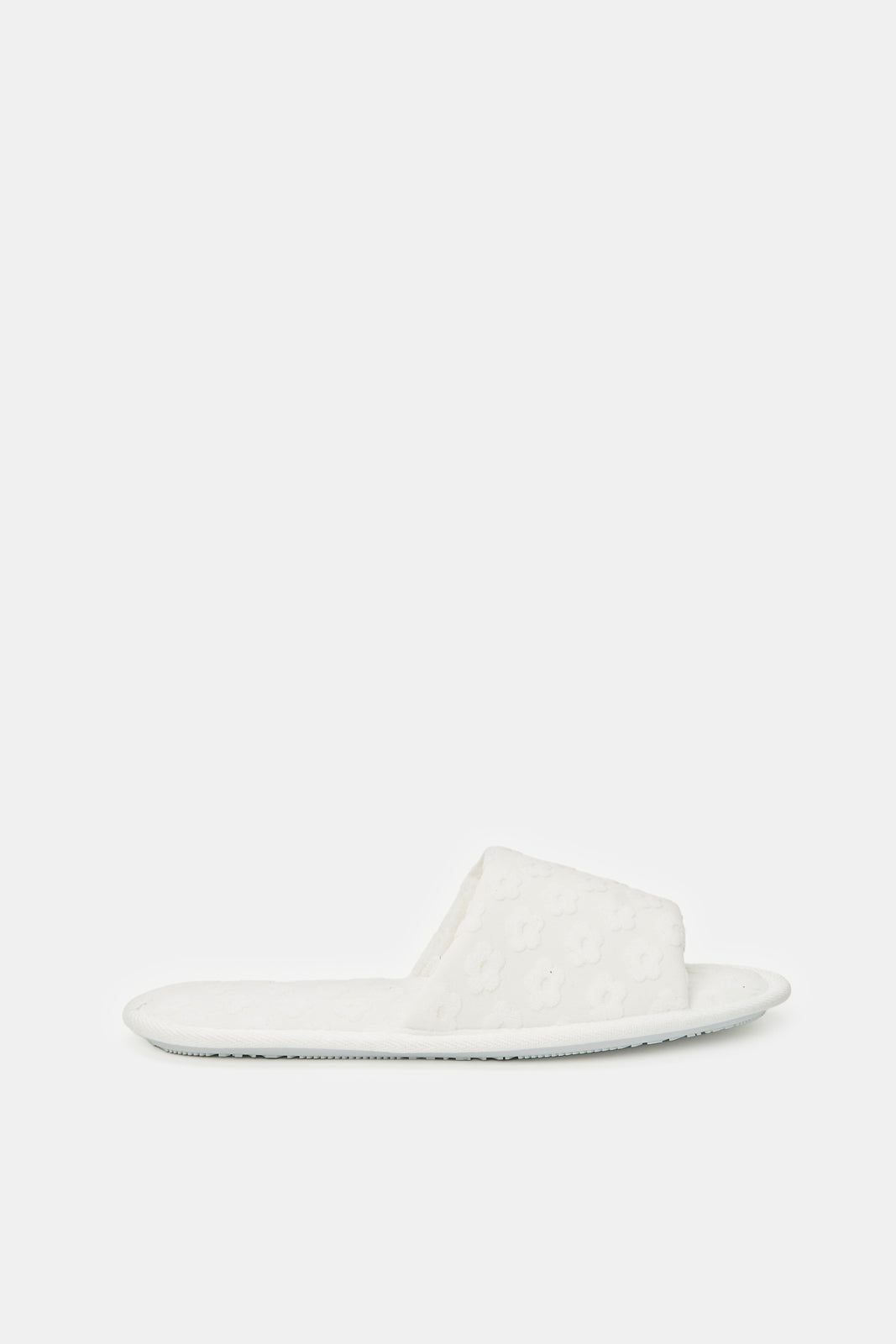 Women White Embossed Slipper sold by Redtag