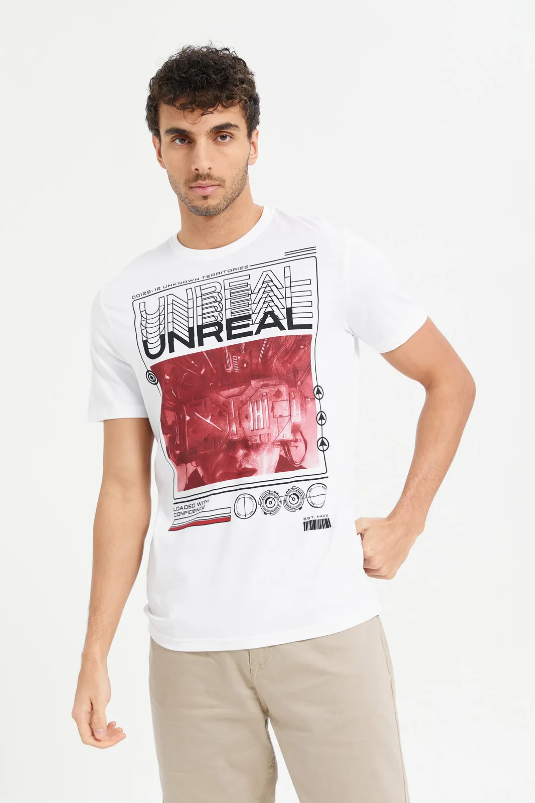 Men White Graphic T-Shirt sold by Redtag