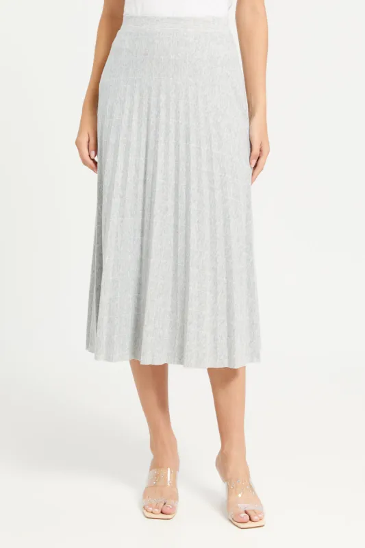 Women Grey Pleated Skirt sold by Redtag