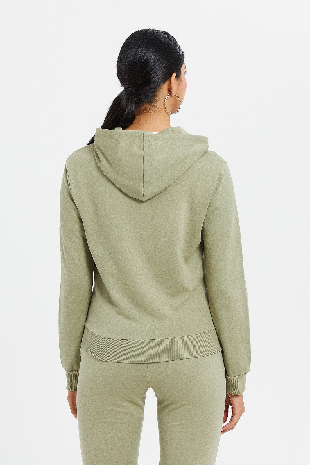 Women Olive Zip Through Hoodie sold by Redtag product image thumbnail 3