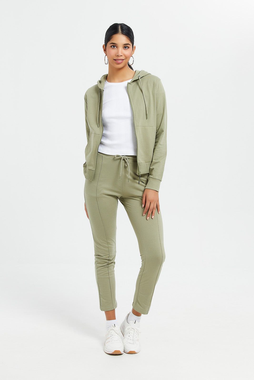 Women Olive Zip Through Hoodie sold by Redtag product image thumbnail 2