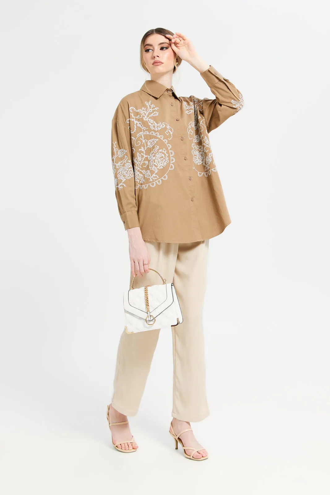 Women Beige High Waist Pant sold by Redtag product image thumbnail 2