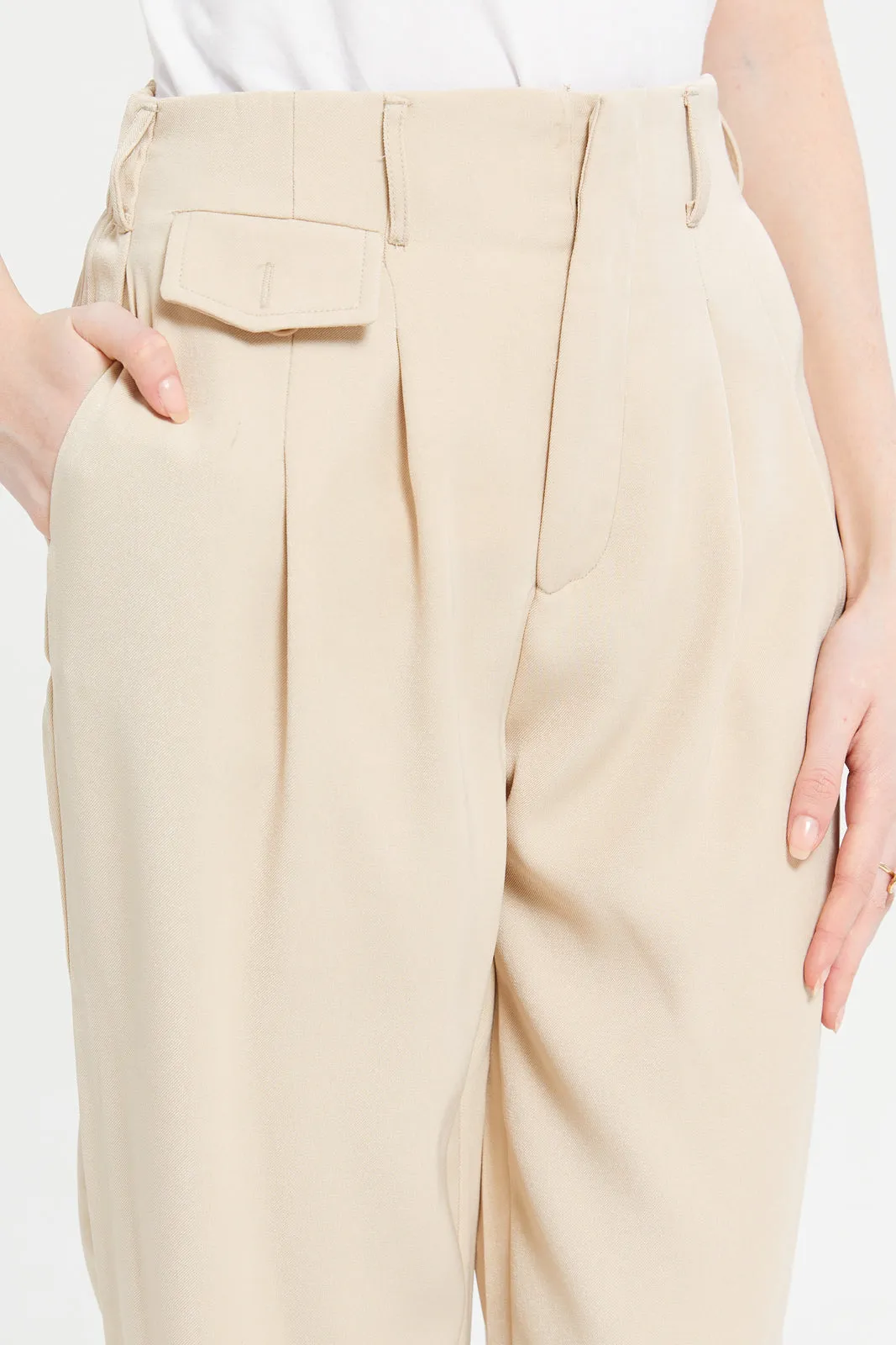 Women Beige High Waist Pant sold by Redtag product image thumbnail 4