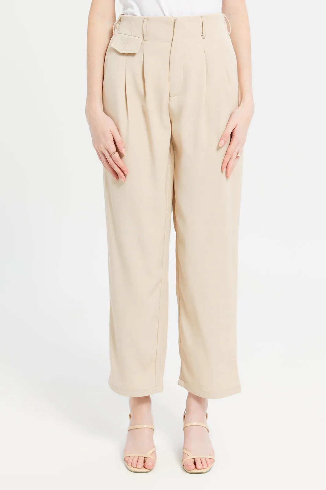 Women Beige High Waist Pant sold by Redtag