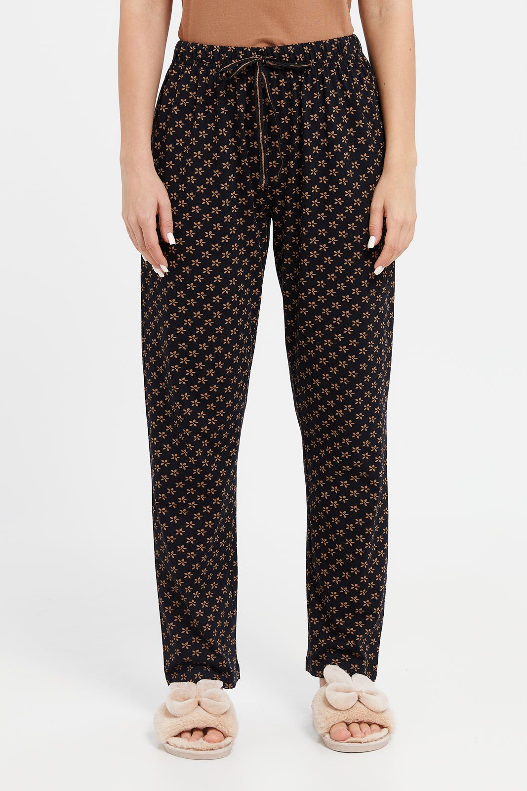 Women Brown And Black Printed Pyjama Set (2 Piece) sold by Redtag product image thumbnail 3