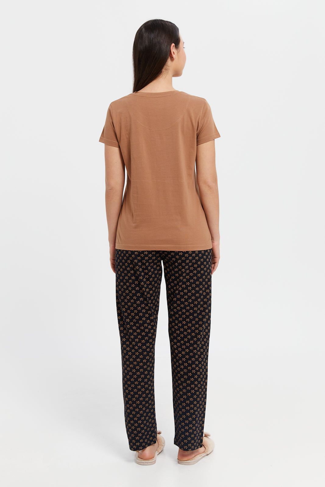 Women Brown And Black Printed Pyjama Set (2 Piece) sold by Redtag product image thumbnail 4
