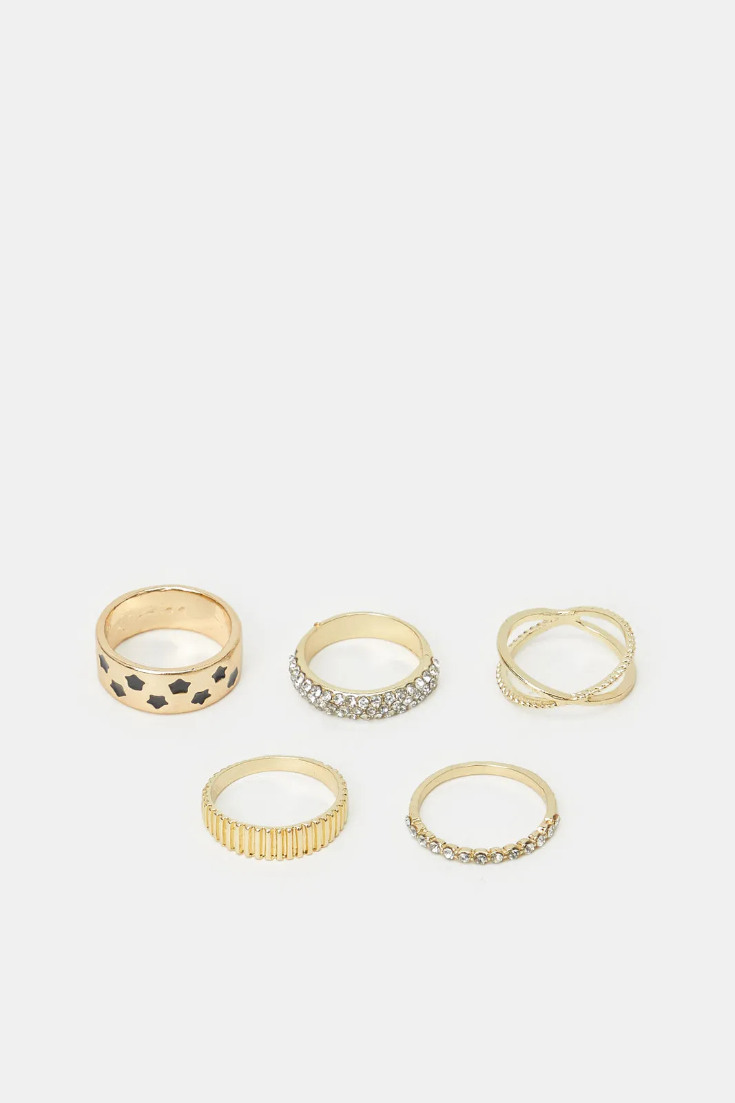Women Gold Embellished Ring Set (5 Piece) sold by Redtag