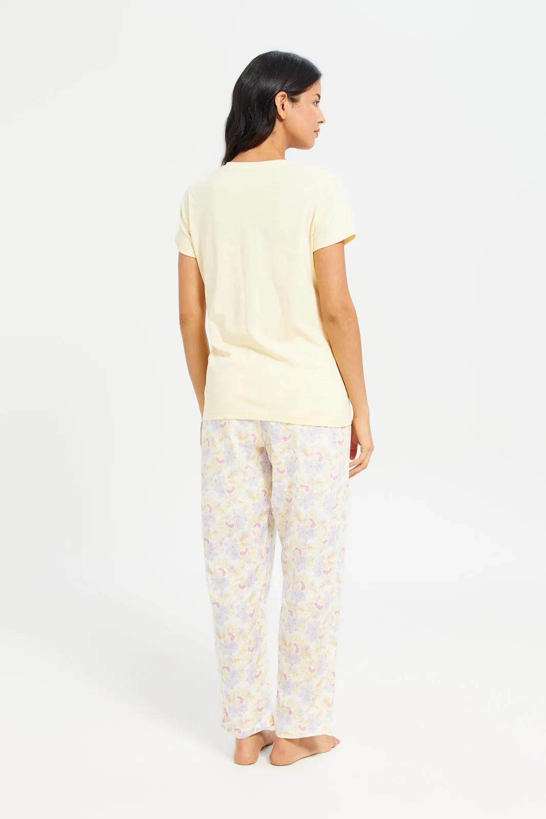Women Yellow Printed Pyjama Set (2 Piece) sold by Redtag product image thumbnail 4