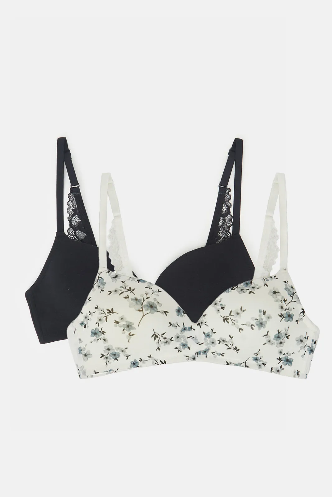 Women Black And Ecru Non Wired Bra Set (Pack of 2) sold by Redtag