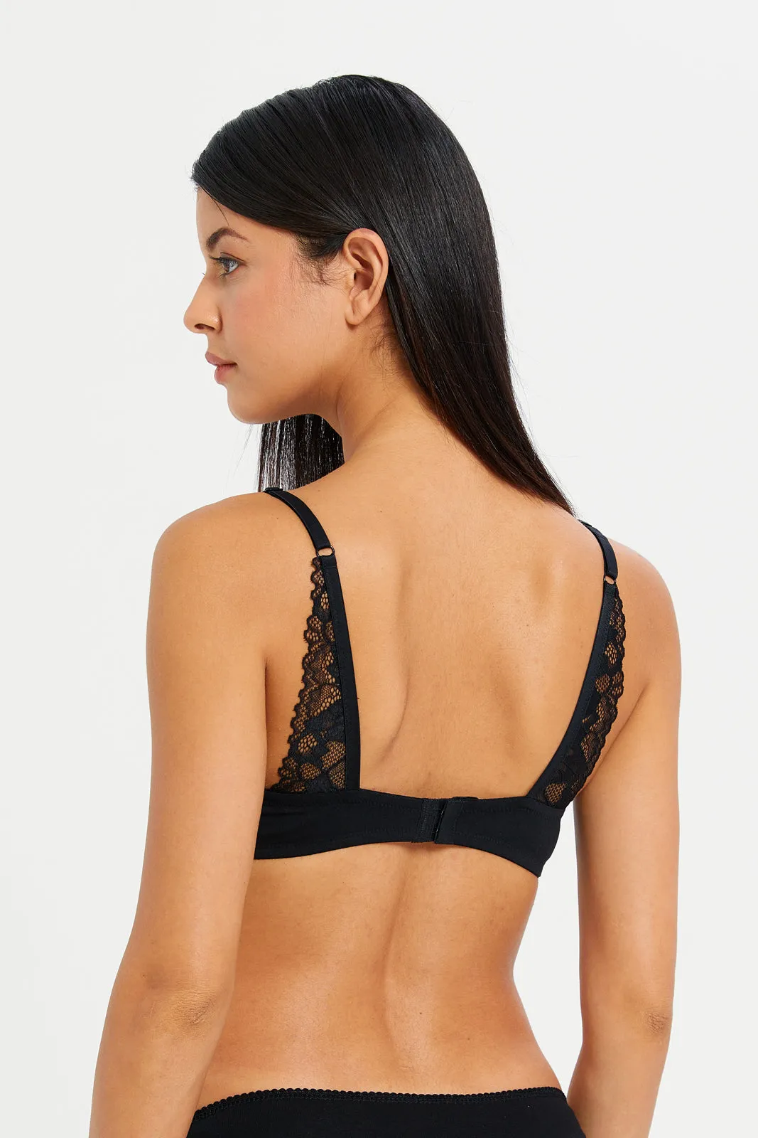 Women Black And Ecru Non Wired Bra Set (Pack of 2) sold by Redtag product image thumbnail 4