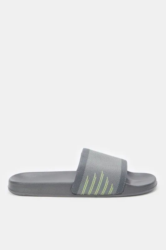 Men Grey Knitted Slide sold by Redtag