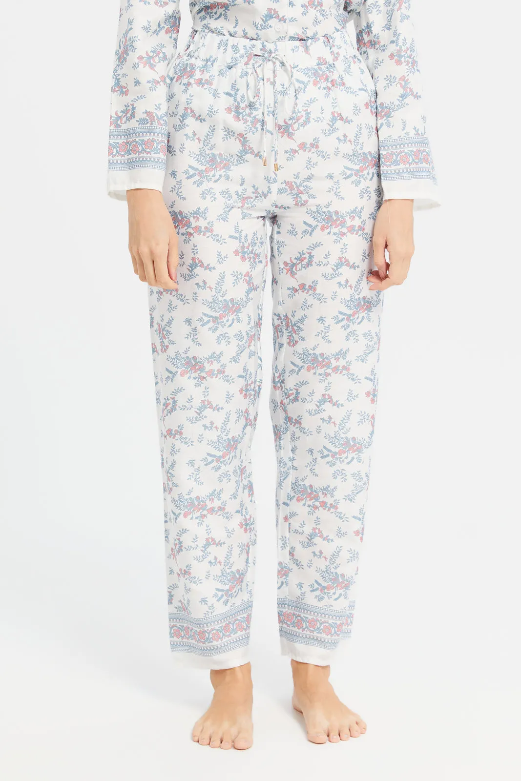 Women Lilac Cotton Satin Border Classic Pyjama Set (2 Piece) sold by Redtag product image thumbnail 3