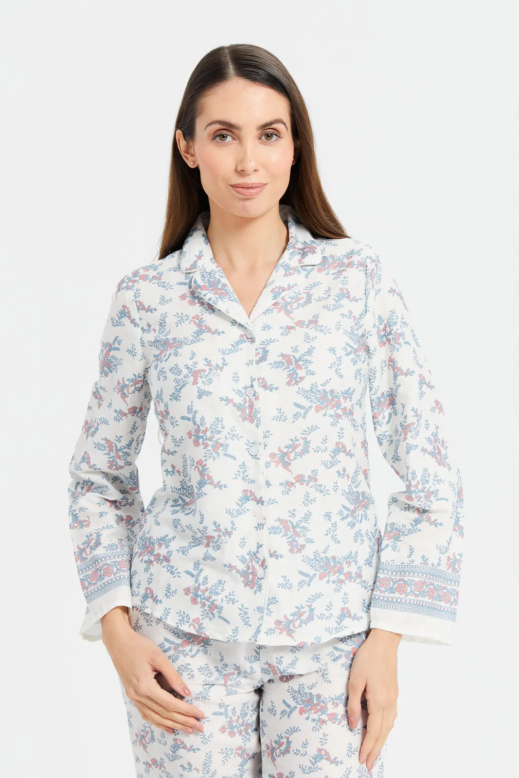 Women Lilac Cotton Satin Border Classic Pyjama Set (2 Piece) sold by Redtag product image thumbnail 2