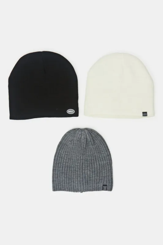 Men Assorted Knitted Cap Set (Pack Of 3) sold by Redtag
