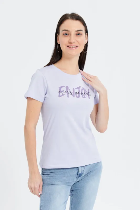 Women Mauve Enjoy Printed T-Shirt sold by Redtag
