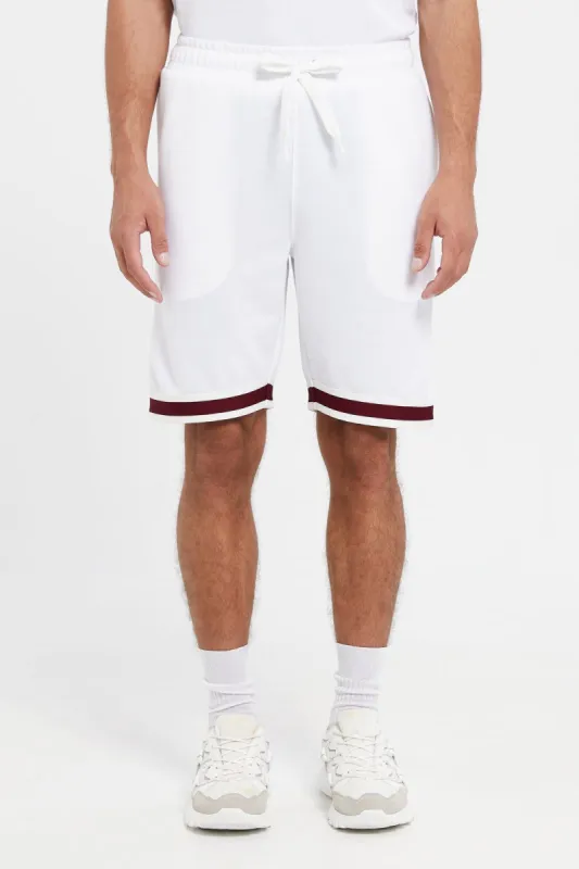 Men White Jacquard Lounge Short sold by Redtag