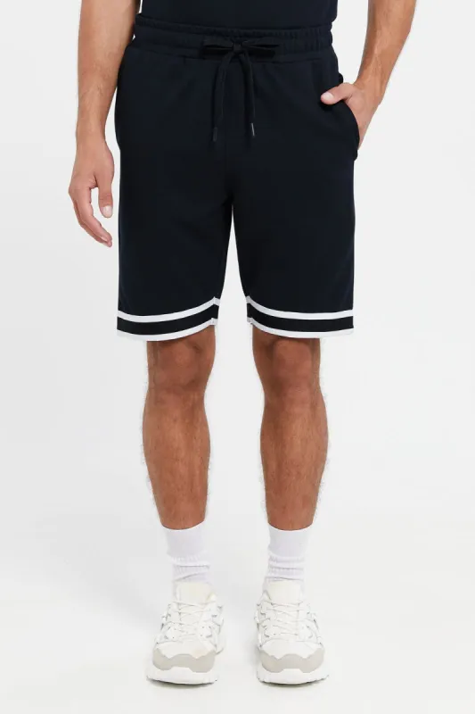 Men Navy Jacquard Lounge Short sold by Redtag